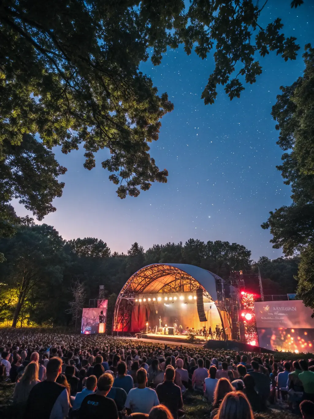 A dynamic image of a concert in Potigny featuring local musicians, showcasing the support for local artists and the entertainment provided to the community.